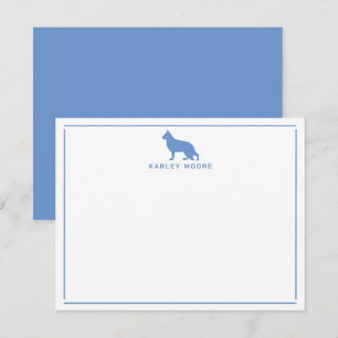 Blauwe Duitse Herdershond Moderne Rand Briefpapier Notitiekaartje