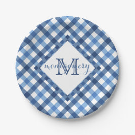 Blauwe edelham diamantmonogram, bord