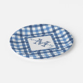 Blauwe edelham diamantmonogram, bord (Gekanteld)