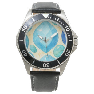 Blauwe Edelsteen Hart Klok – Elegante Kristallen T Horloge