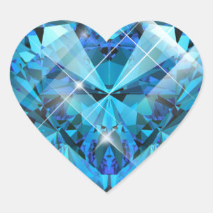 Blauwe Edelsteen Hart Sticker