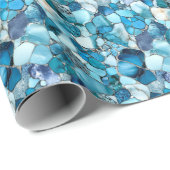 Blauwe Edelstenen  Cadeaupapier (Rol Hoek)