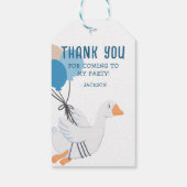 Blauwe Eén Domme Gans 1e Verjaardag Cadeaulabel (Achterkant)