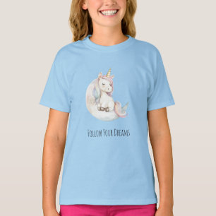 Blauwe Eenhoorn op Verjaardagswolk T-shirt