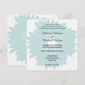 Blauwe Eenvoud Bloem Bruiloft Kaart (Voorkant / Achterkant)