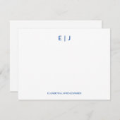 Blauwe eenvoudige minimalistische paar Initialen Notitiekaartje (Voorkant / Achterkant)