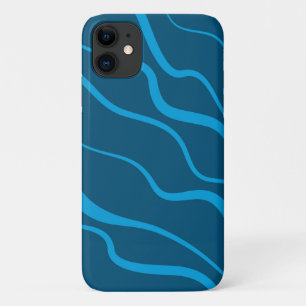 Blauwe, eenvoudige, moderne, koele golfabstractie iPhone 11 hoesje