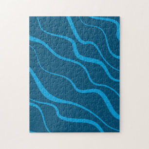Blauwe, eenvoudige, moderne, koele golfabstractie legpuzzel