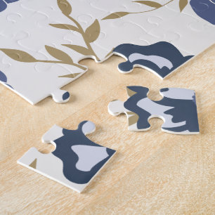 Blauwe eenvoudige wijnbloemen legpuzzel