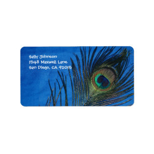 Blauwe eenzijdige peacock etiket