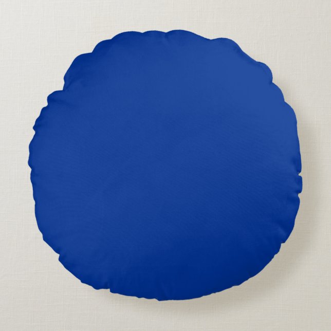 Blauwe, effen kleur rond kussen (Voorkant)