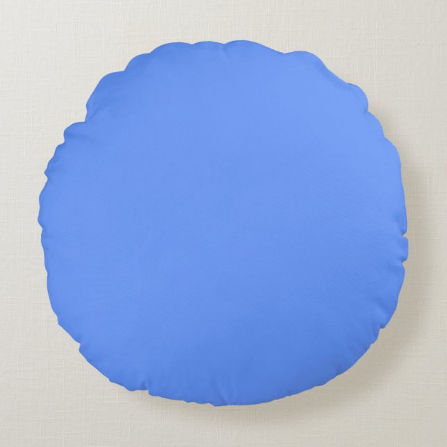 Blauwe, effen kleur rond kussen (Voorkant)