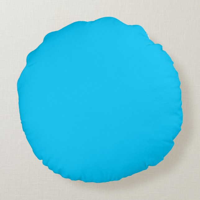 Blauwe, effen kleur rond kussen (Achterkant)