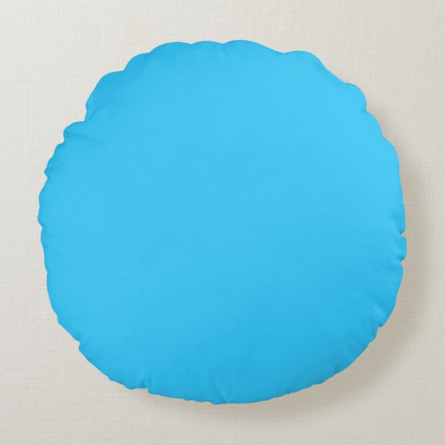 Blauwe, effen kleur rond kussen (Voorkant)
