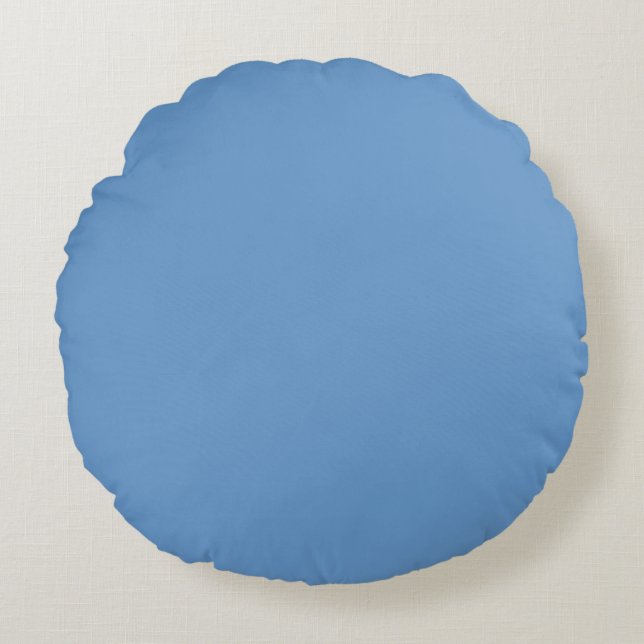Blauwe, effen kleur rond kussen (Voorkant)