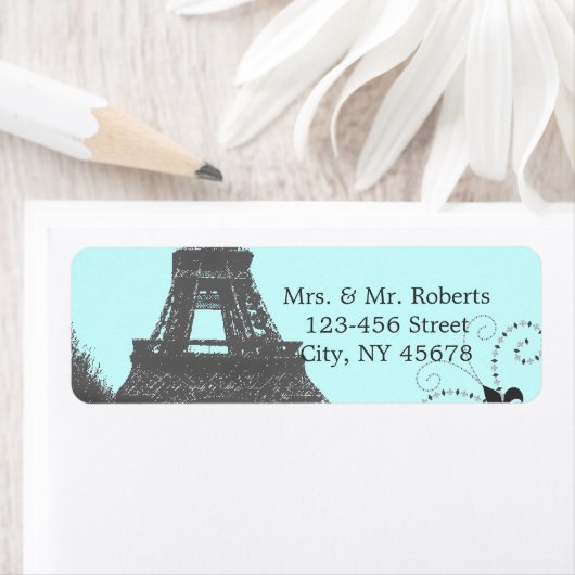 Blauwe Eiffeltoren  Paris bruiloft Etiket (Insitu)