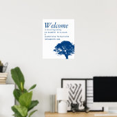 Blauwe eik boom, rustiek & minimalistisch welkom poster (Thuiskantoor)