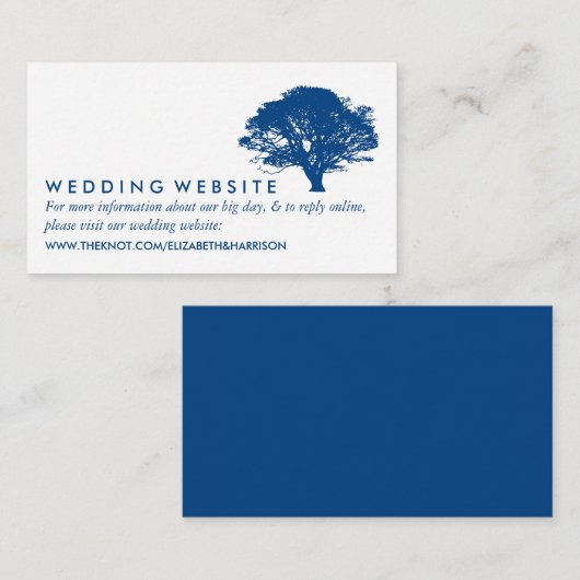 Blauwe eik boom, rustieke & minimalistische websit informatiekaartje (Voorkant / Achterkant)