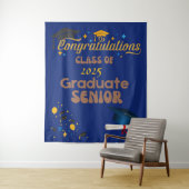 Blauwe eindexamenklas van 2025 afstuderen wandkleed (In situ)
