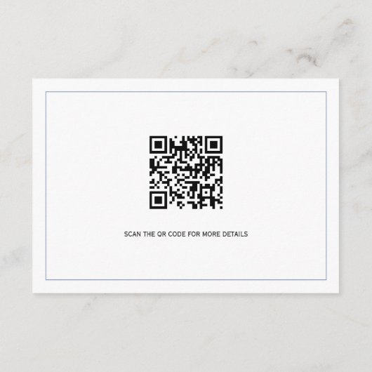 Blauwe elegante bloemenkam monogram bruiloft detai informatiekaartje (Achterkant)