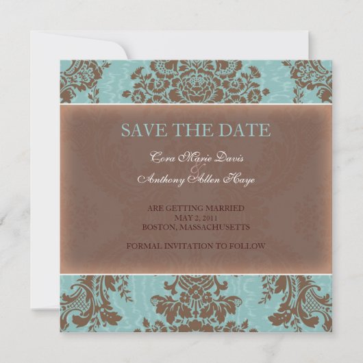 Blauwe elegante damp slaat de datum op save the date (Voorkant)