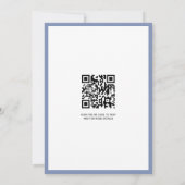Blauwe elegante floral lijst QR code bruiloft Kaart (Achterkant)