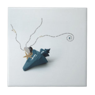 Blauwe elegante tegel als stranddecor tegeltje