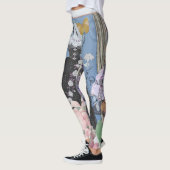 Blauwe elegante vrouw bloemrijke fancy jurk leggings (Links)