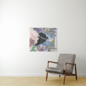 Blauwe elegante vrouw bloemrijke fancy jurk wandkleed (In Situ (horizontaal))