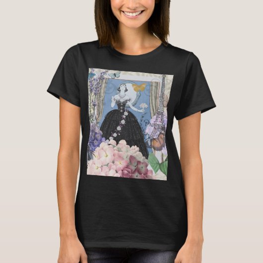 Blauwe Elégante Vrouw Bloemrijke Fantasie Jurk (Voorkant)