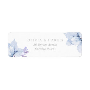 Blauwe Elegantie Bloemen Bruiloft Retouradres Etiket