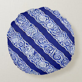 Blauwe Elegantie Rond Kussen