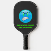 Blauwe emoji boze en groene ogen pickleball paddle (Voorkant)