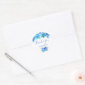 Blauwe en Aqua Floral Waterverf Weddenschap Hartel Ronde Sticker (Envelop)