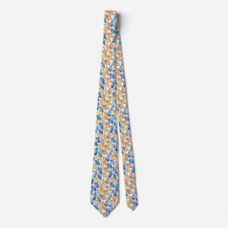 Blauwe en Beige Blad Heren Das