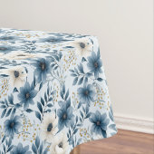 Blauwe en beige bloemen tafelkleed (Voorbeeld)