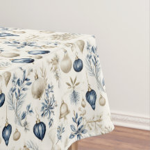 Blauwe en Beige Kerstversieringen