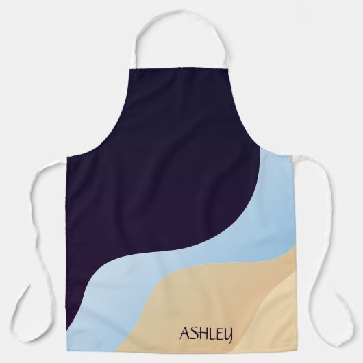 Blauwe en beige tinten schort (Voorkant)