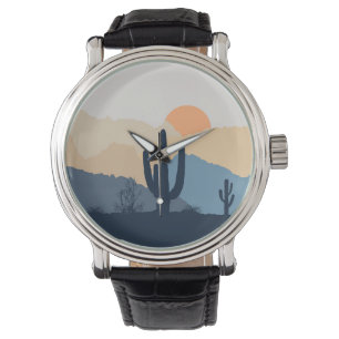 Blauwe en beige woestijnzon horloge