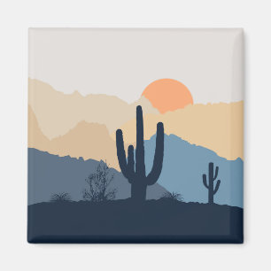 Blauwe en beige woestijnzon magneet