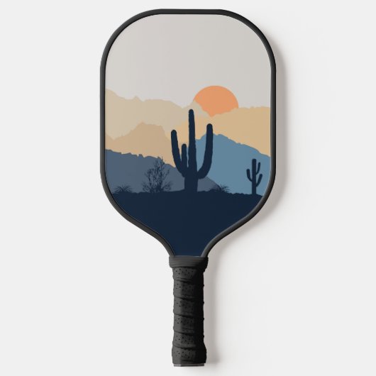 Blauwe en beige woestijnzon pickleball paddle (Voorkant)