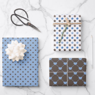 BLAUWE EN BLAUWE PATRONEN INPAKPAPIER VEL