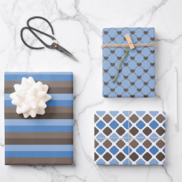 BLAUWE EN BLAUWE PATRONEN INPAKPAPIER VEL