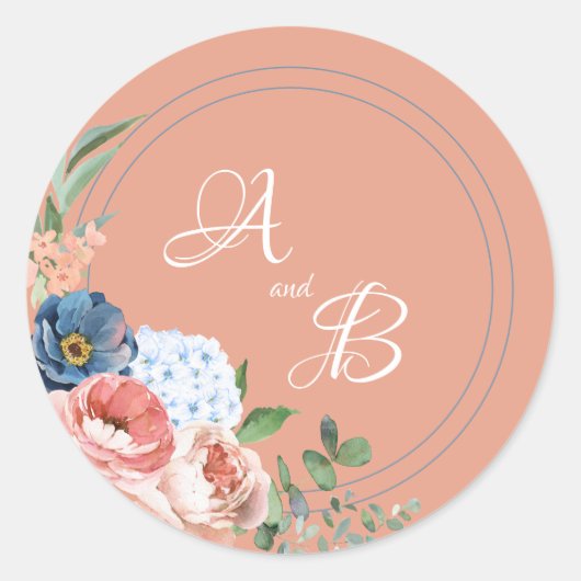 Blauwe en blauwe Rozen Ronde Sticker (Voorkant)