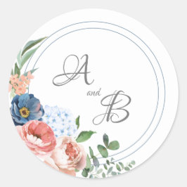 Blauwe en blauwe Rozen Ronde Sticker