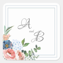 Blauwe en blauwe Rozen Vierkante Sticker