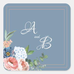 Blauwe en blauwe Rozen Vierkante Sticker