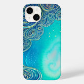 Blauwe en Blauwgroen Abstracte Kunst Case-Mate iPhone Case (Achterkant)