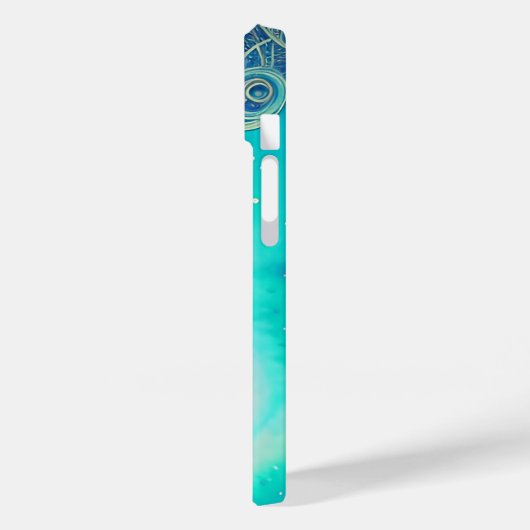 Blauwe en Blauwgroen Abstracte Kunst Case-Mate iPhone Case (Achterkant / Links)