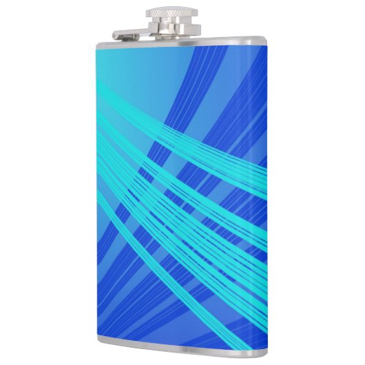 Blauwe en Blauwgroen Abstracte lijnen Heupfles (Links)